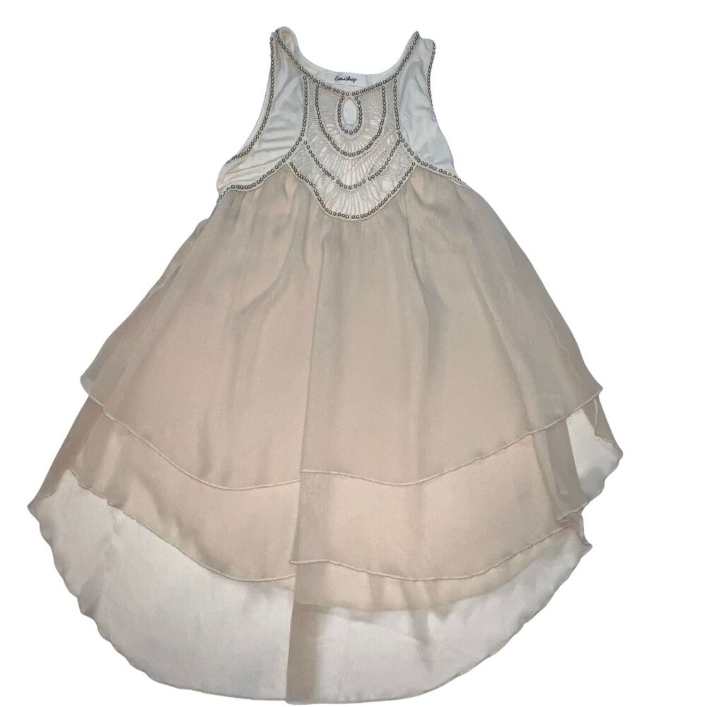 Eunishop Blouse Womens Small Gold Accents Fairycore Chiffon Layered Sleeveless